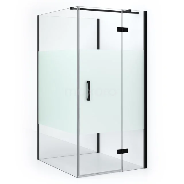 Diamond Shower enclosure | 110x90 cm Matte black Clear with matt strip Pivot door Semi-detached rectangle CDF22361109313MB