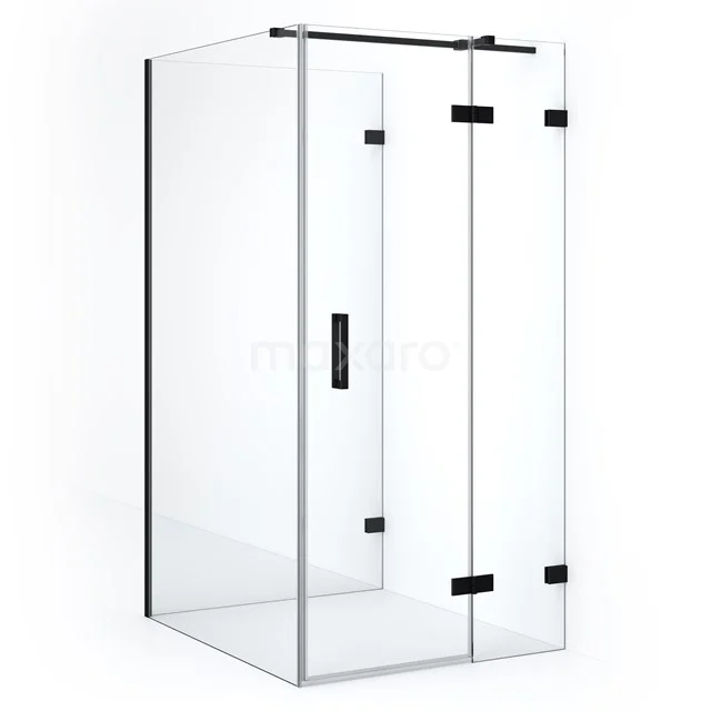 Diamond Duschkabine | 110x90 cm Matt Schwarz Drehtür Halbfreistehendes Rechteck CDF22361109320MB Duschkabine mit Schwarz matt Profil, Klarglas und Schiebetür, modernes Design ideal für jedes Badezimmer.