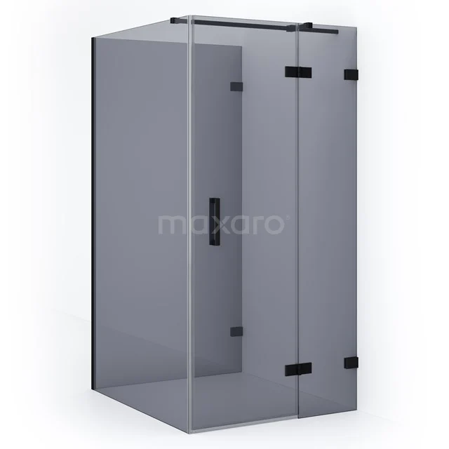 Duschkabine viereckig Schwarz Rahmen mit grauer Glastür, elegantes Design für moderne Bäder.