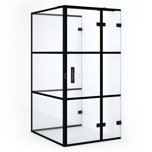 Diamond Shower enclosure | 120x100 cm Matte black Clear with 4 black stripes Pivot door Semi-detached rectangle CDF22461210328MB
