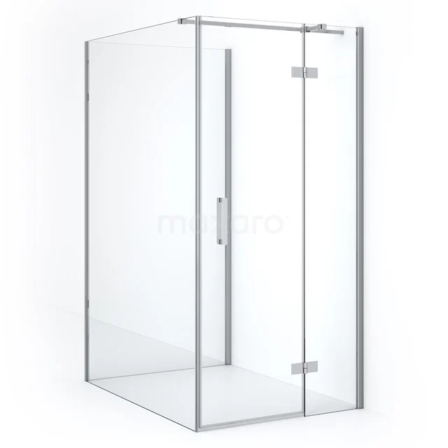 Glass shower enclosure with sleek aluminium frame, clear doors and minimalist design, perfect for a modern bathroom.
