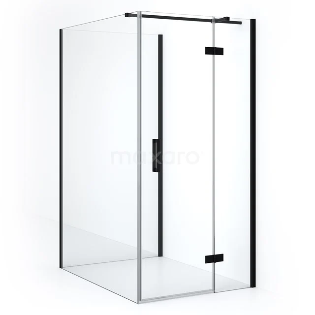 Diamond Douchecabine | 130x90 cm Mat zwart Helder glas Draaideur Halfvrijstaande rechthoek CDF22361309310MB