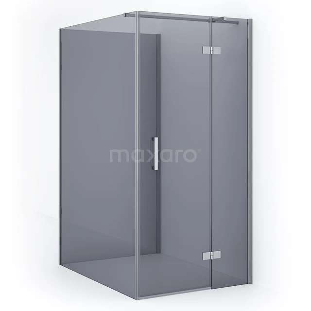 Modern corner shower cabin made of glass with aluminium hinges, ideal for a stylish and space-saving bathroom design.