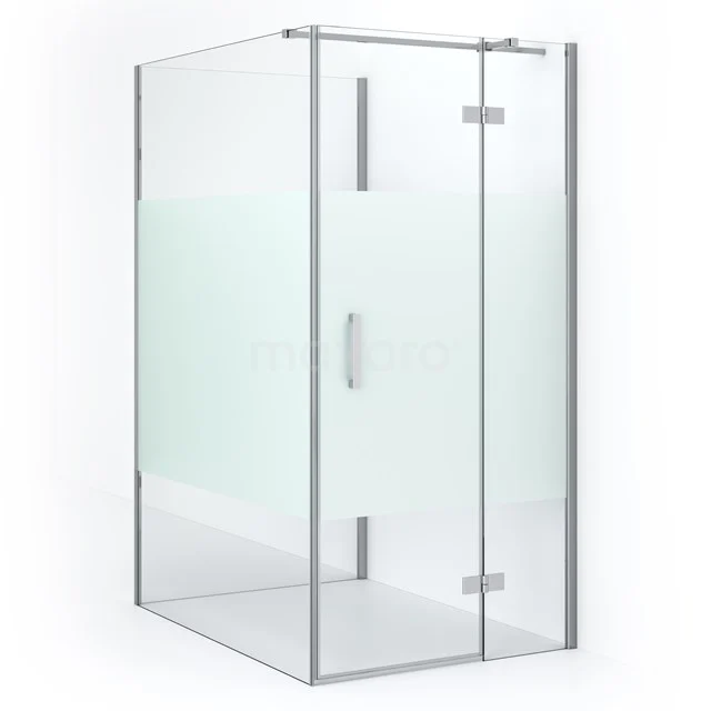 Diamond Duschkabine | 140x90 cm Chrom Drehtür Halbfreistehendes Rechteck CDF22451409313C Glas Duschkabine mit Matt Weiß Seitenpaneelen und chromfarbener Haltegriff, modernes Design für eine luxuriöse Badezimmereinrichtung.