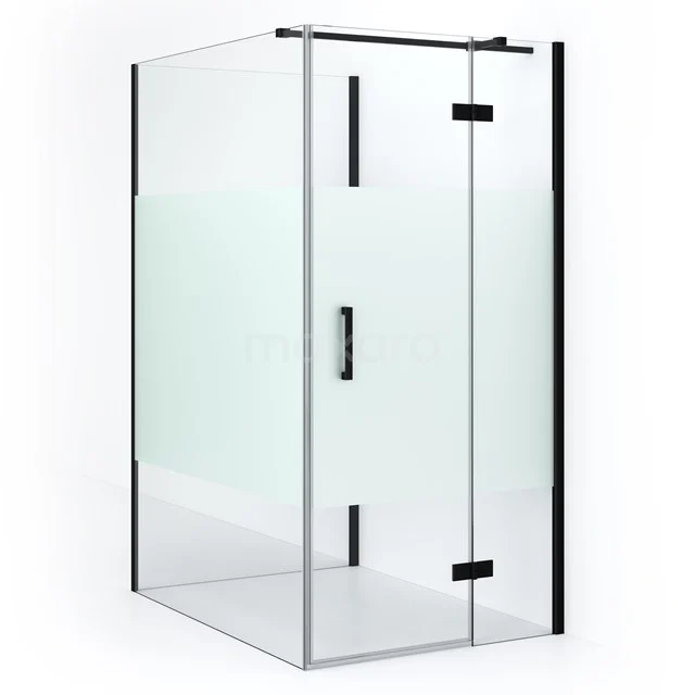 Diamond Duschkabine | 140x100 cm Matt Schwarz Drehtür Halbfreistehendes Rechteck CDF22461410313MB Strakke Glaskabine mit matten Details, schwarzen Akzenten und Schiebetür, ideal für moderne Bäder.