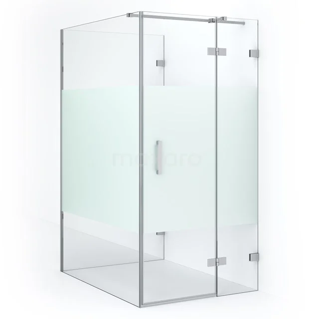 Diamond Duschkabine | 140x90 cm Chrom Drehtür Halbfreistehendes Rechteck CDF22451409323C Glas Duschkabine mit Mattglas, Eck-Einstieg, schlankem Design und metallenen Scharnieren, ideal für moderne Bäder.