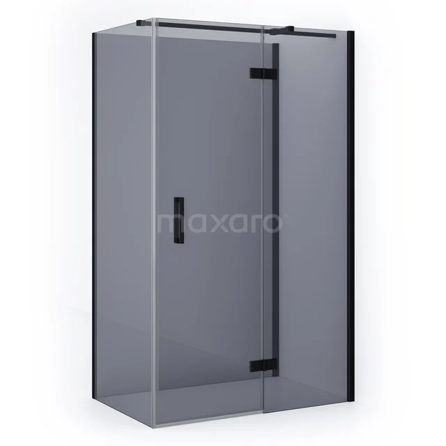 Diamond Shower cabin | 120x80 cm Matte black Smoke glass Pivot door Semi-detached rectangle CDF22660812311MB Matte black Shower enclosure with sliding door and tinted glass, modern look, ideal for a stylish bathroom.