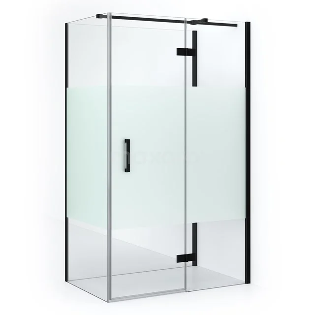 Duschkabine halb freistehend Diamant 110x80cm 8mm klares Sicherheitsglas mit Mattband Matt Schwarz CDF22560811313MB Glas Duschkabine rechteckig mit Matt Schwarz Rändern und klaren Paneelen, perfekt für eine moderne Badezimmer Einrichtung.