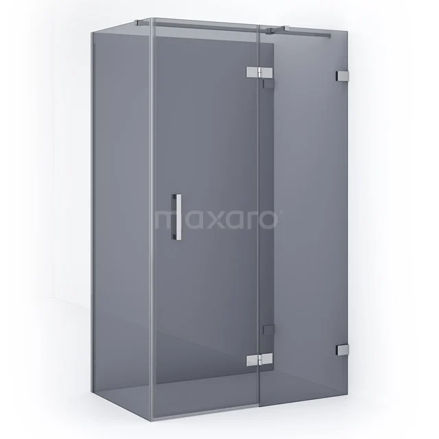 Grey glass shower enclosure with sleek aluminium edge and pivot door, ideal for a modern bathroom design.