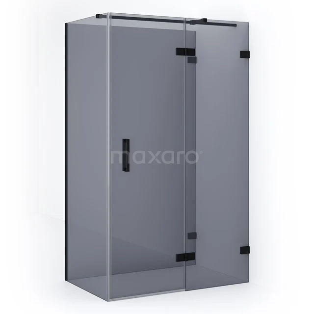 Diamond Shower cabin | 120x80 cm Matte black Smoke glass Pivot door Semi-detached rectangle CDF22660812321MB Grey glass shower enclosure with black accents, modern look, perfect for a stylish bathroom upgrade.