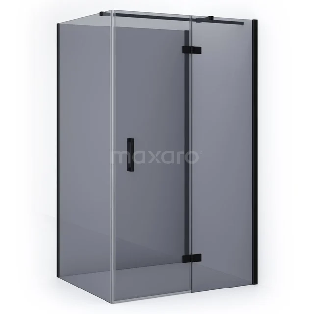 Diamond Shower cabin | 120x110 cm Matte black Smoke glass Pivot door Semi-detached rectangle CDF22661112311MB Matte black corner shower cabin with clear glass, sleek design and pivot door, ideal for modern bathrooms.