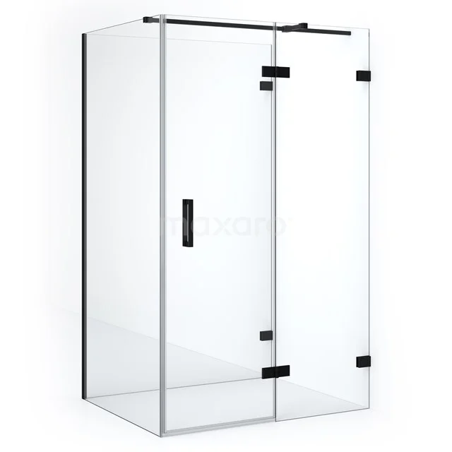 Diamond Duschkabine | 120x100 cm Matt Schwarz Drehtür Halbfreistehendes Rechteck CDF22661012320MB Moderne Glaskabine, schwarzes Gestell, Schiebetür, geeignet für stilvolle Badezimmergestaltung.