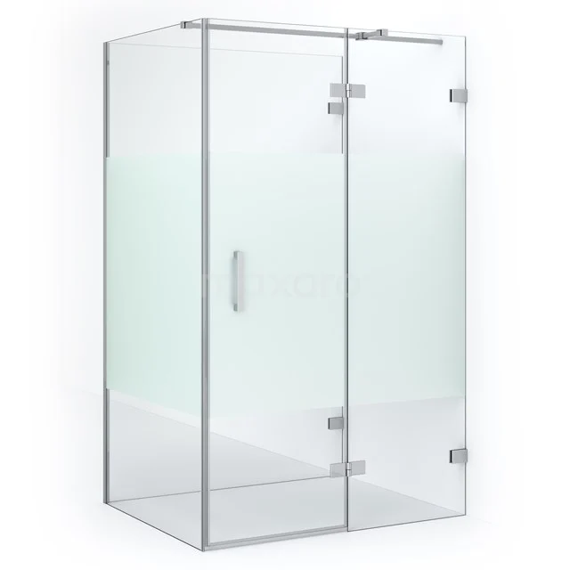 Diamond Shower enclosure | 110x80 cm Chrome Clear with matt strip Pivot door Semi-detached rectangle CDF22650811323C
