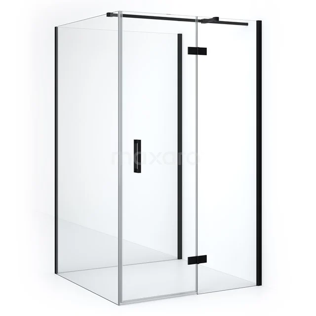 Diamond Shower cabin | 120x110 cm Matte black Clear glass Pivot door Semi-detached rectangle CDF22561211310MB Modern shower enclosure with clear glass, matt black accents and sliding door, perfect for stylish bathroom design.