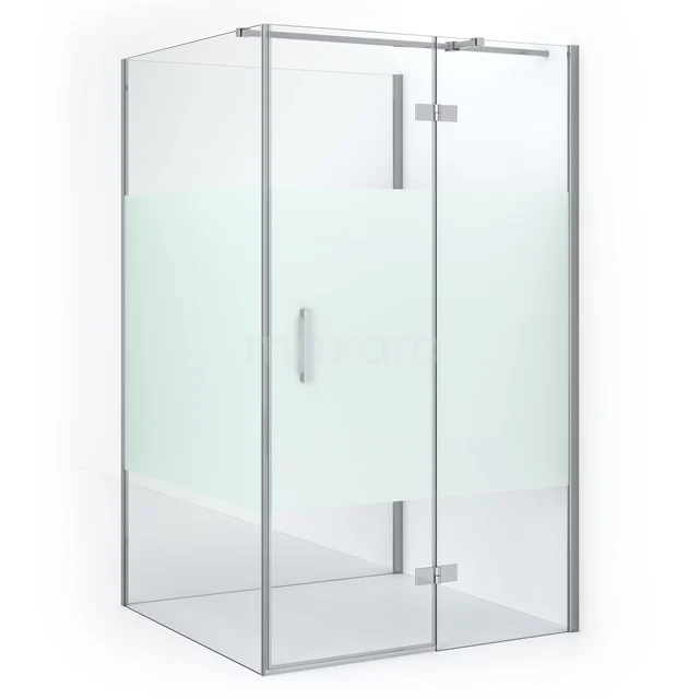 Diamond Shower cabin | 120x110 cm Chrome Clear with matt strip Pivot door Semi-detached rectangle CDF22651211313C Glass shower enclosure with sliding door, chrome accents, frosted glass details and sleek modern finish for the bathroom.