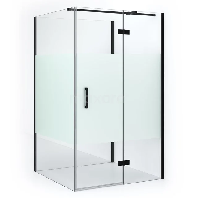 Shower enclosure square, glass with matte black profile, modern look, ideal for a stylish bathroom design.