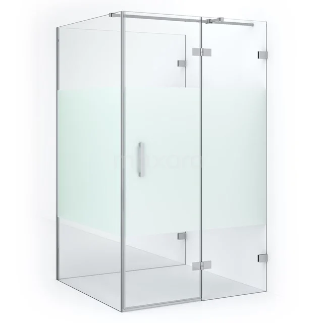 Diamond Duschkabine | 120x110 cm Chrom Drehtür Halbfreistehendes Rechteck CDF22661112323C Glas Duschkabine mit Eckeinstieg, klarem und mattglas, rostfreien Details, modernes Design für das Badezimmer.