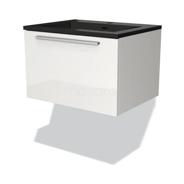 Modulo Vanity units with basin | 60 cm High-gloss white Flat front Quartz 1 drawer BMW11-03598