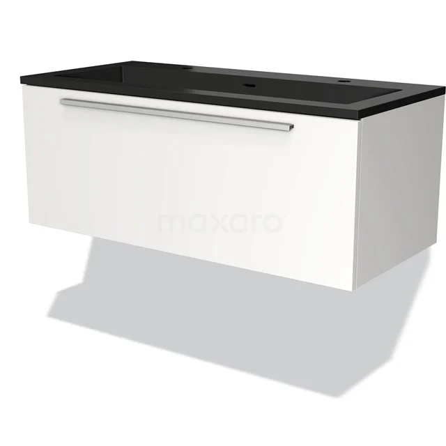 Modulo Vanity units with basin | 100 cm Matte white Flat front Quartz 1 drawer BMW11-03619