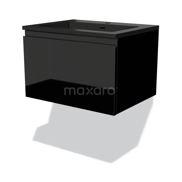 Modulo Vanity units with basin | 60 cm High-gloss black Handle-less front Quartz 1 drawer BMW11-03670