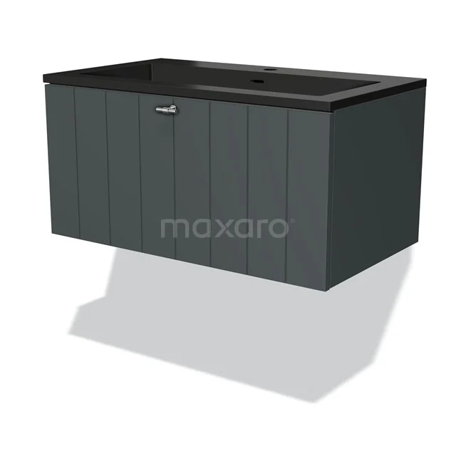 Modulo Vanity units with basin | 80 cm Dark grey Slat front Quartz 1 drawer BMW11-03687