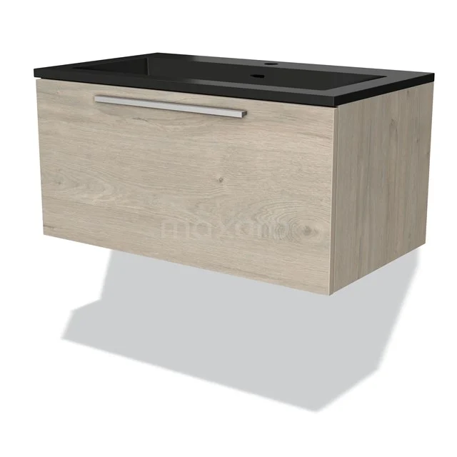 Modulo Vanity units with basin | 80 cm Light grey oak Flat front Quartz 1 drawer BMW11-03700
