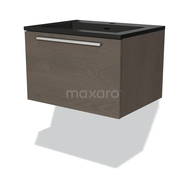 Modulo Vanity units with basin | 60 cm Dark brown oak Flat front Quartz 1 drawer BMW11-03728