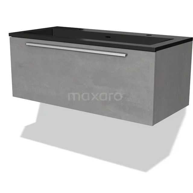 Modulo Vanity units with basin | 100 cm Light grey concrete Flat front Quartz 1 drawer BMW11-03750
