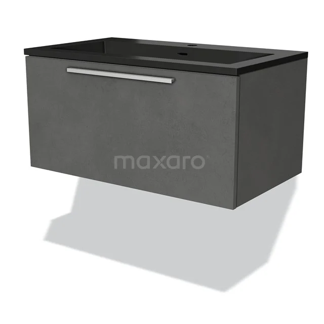Modulo Vanity units with basin | 80 cm Dark grey concrete Flat front Quartz 1 drawer BMW11-03754
