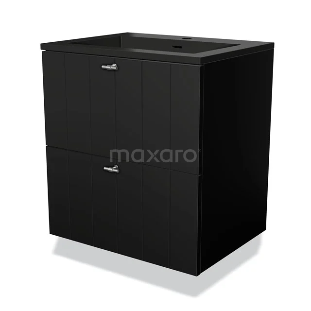 Zwarte badkamerkast met twee lades, modern design, gemaakt van hoogwaardig MDF, perfect voor stijlvolle badkamerinrichting.