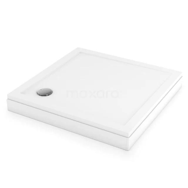 Hohe Duschwanne / Duschtasse 100x100cm Quadratisch SMC Hochglanz Weiß DBSS1010-H Viereckige weiße Duschwanne aus Keramik mit einem erhöhten Rand, ideal für moderne Badezimmergestaltungen.