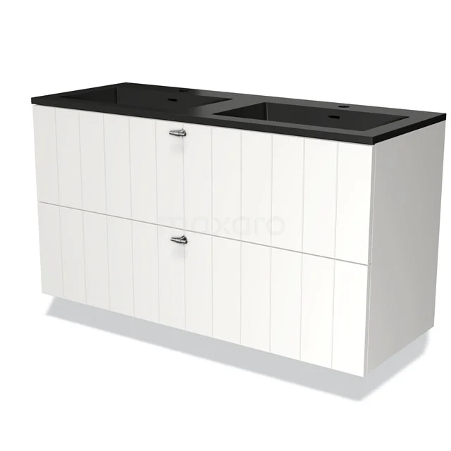Modulo Vanity units with basin | 120 cm Matte white Slat front Quartz 2 Stacked drawers BMW17-03886