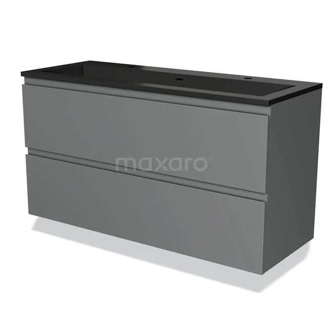 Modulo Vanity units with basin | 120 cm Mid grey Handle-less front Quartz 2 Stacked drawers BMW17-03899