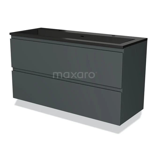Modulo Vanity units with basin | 120 cm Dark grey Handle-less front Quartz 2 Stacked drawers BMW17-03924