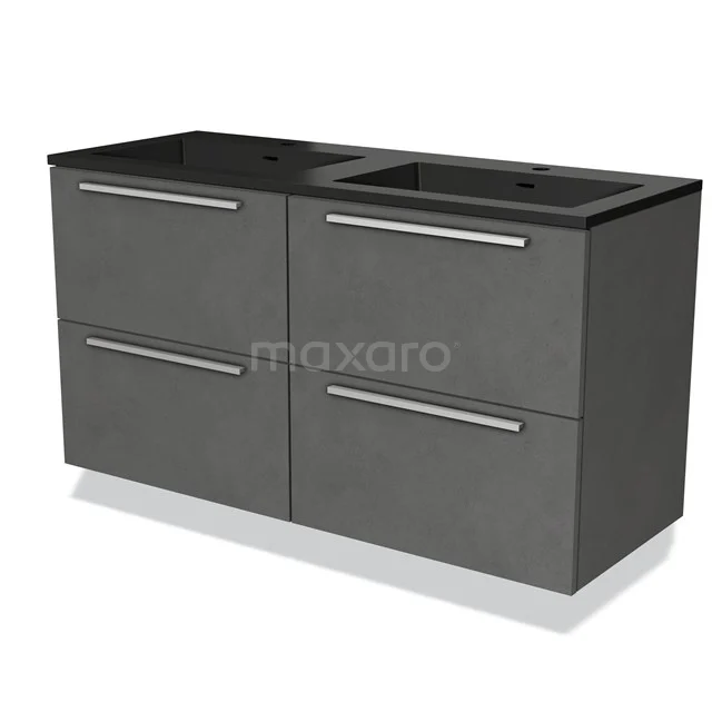 Modulo Vanity units with basin | 120 cm Dark grey concrete Flat front Quartz 4 drawers BMW18-00888