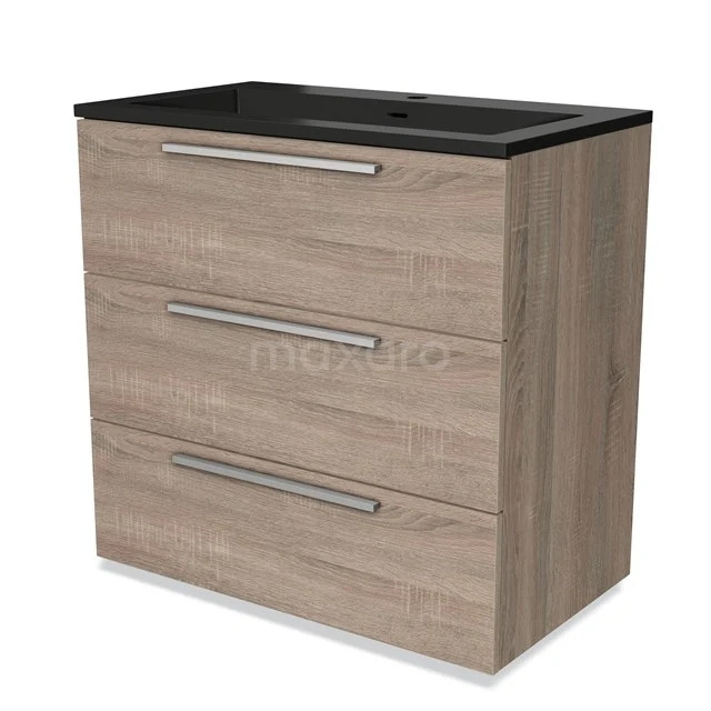 Modulo Vanity units with basin | 80 cm Oak Flat front Quartz 3 drawers BMW19-02224