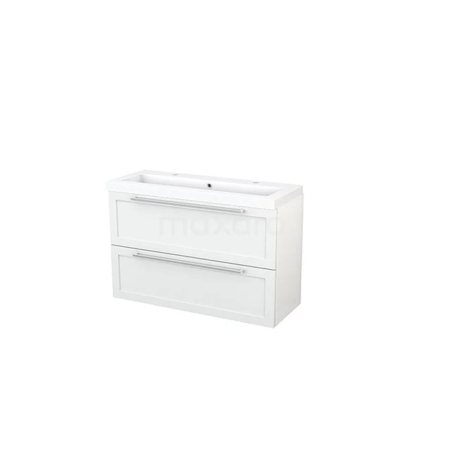 White Bathroom unit with two wide drawers, glossy finish and modern design, perfect for an organised bathroom.
