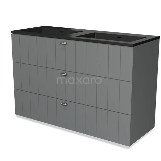 Modulo Vanity units with basin | 120 cm Mid grey Slat front Quartz 3 drawers BMW19-02274