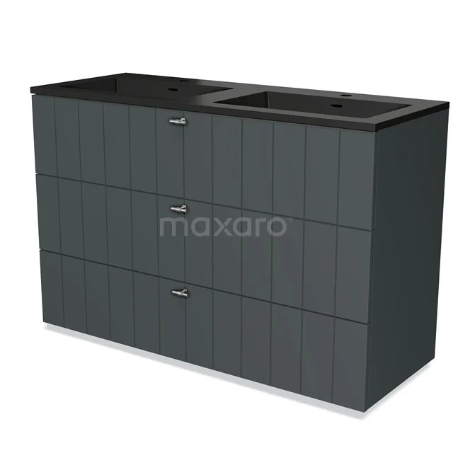 Modulo Vanity units with basin | 120 cm Dark grey Slat front Quartz 3 drawers BMW19-02283