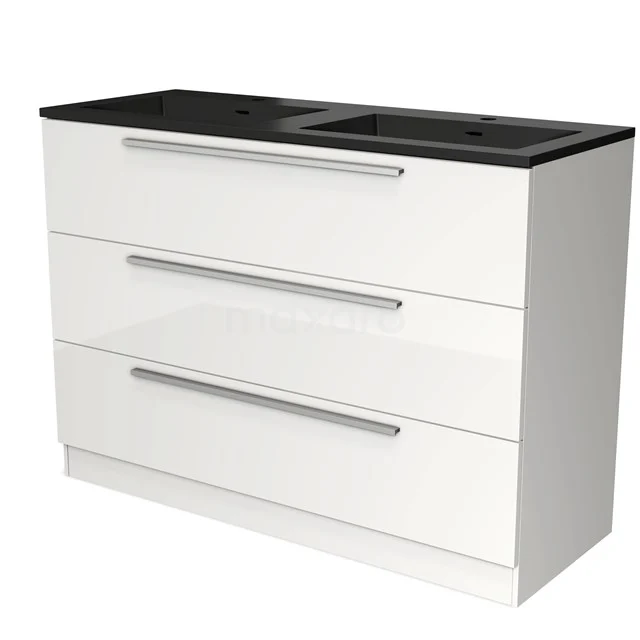 Modulo Vanity units with basin | 120 cm High-gloss white Flat front Quartz 3 standing drawers BMW19S-00587
