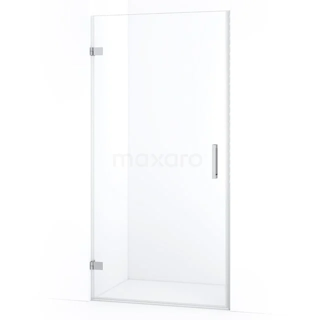 Glas Duschtür mit Klarglas und chromatischen Scharnieren, perfekt für moderne Bäder. Minimalistisches Design aus der Premium-Serie.