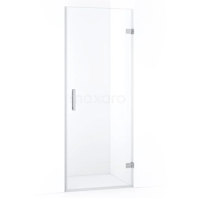 Glas Duschtür mit Klarglas, metallischen Scharnieren und Haltegriff, perfekt als stilvolles Badezimmeraccessoire.