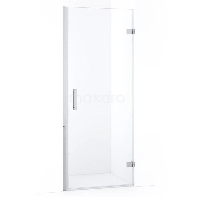 Glas Duschtür mit Klarglas, metallischen Scharnieren und minimalistischem Griff, perfekt für eine moderne Badezimmer Einrichtung.