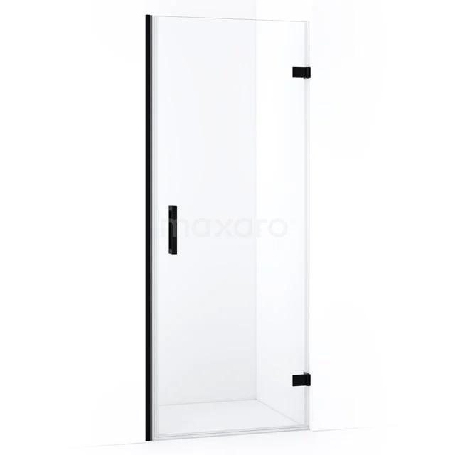 Duschtür Diamond 80 cm Klar Sicherheitsglas Matt Schwarz DDA2208220MB Glasdusch Tür mit mattschwarzen Scharnieren und Haltegriff, modernes Design, ideal für einen stilvollen Badezimmerraum.