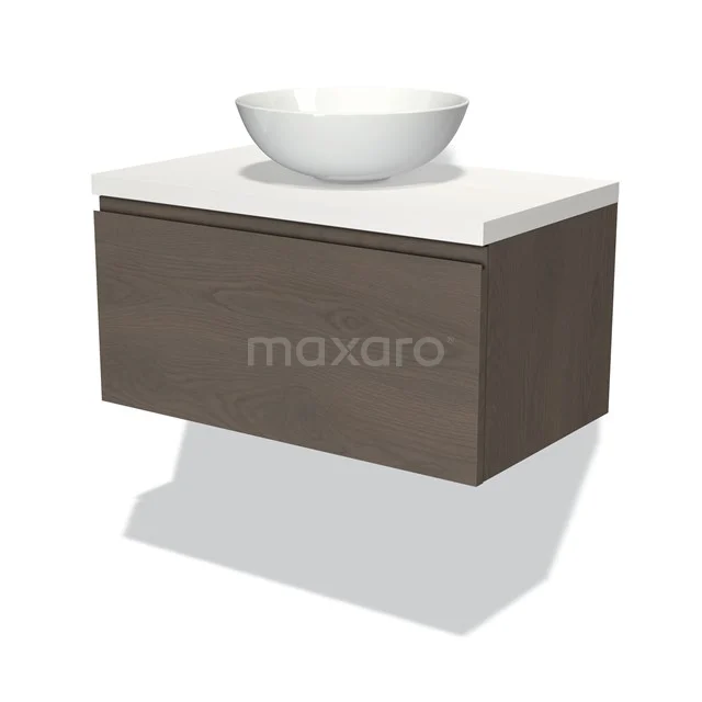 Hölzernes Badezimmermöbel mit weißem Aufsatzwaschbecken, modernes schwebendes Design, perfekt für stilvolle Badezimmergestaltung.