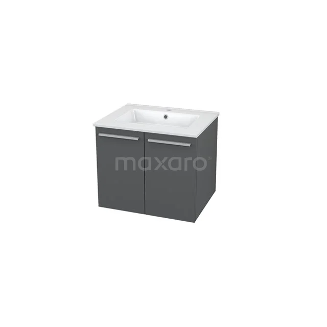 Box Badkamermeubel met wastafel | 60 cm Grijs front Keramiek 2 deuren BMA005502