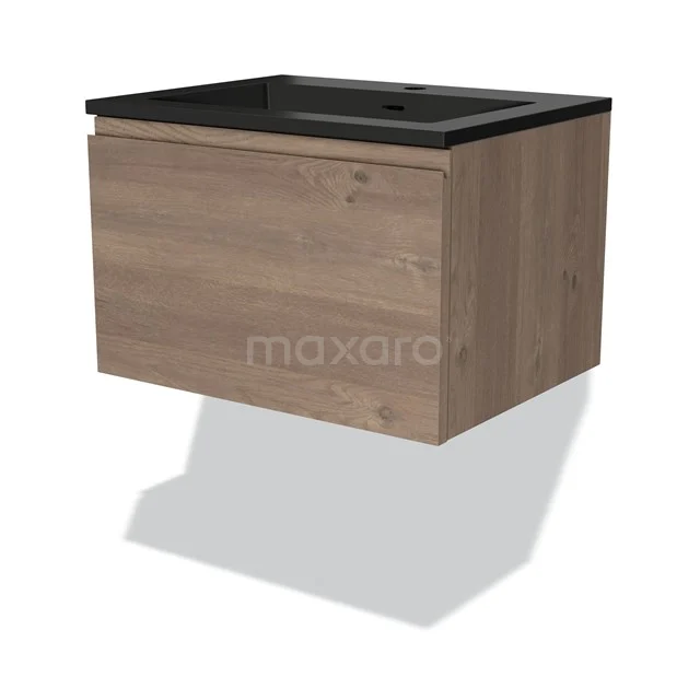 Modulo Vanity units with basin | 60 cm Mid brown oak Handle-less front Quartz 1 drawer BMW11-03352