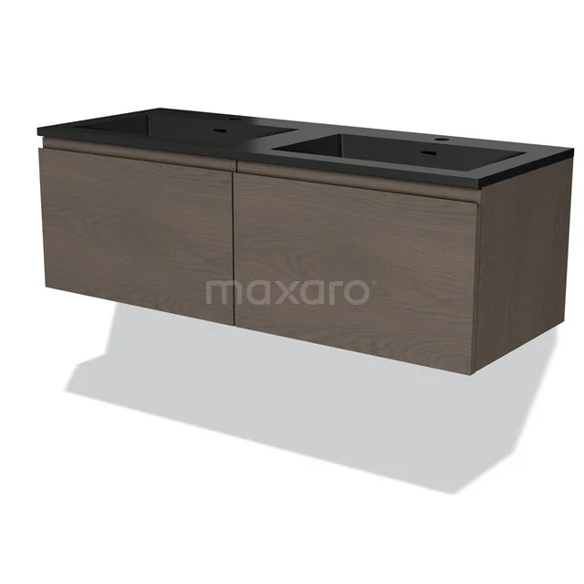 Modulo Vanity units with basin | 120 cm Dark brown oak Handle-less front Quartz 2 Side-by-side drawers BMW12-00804