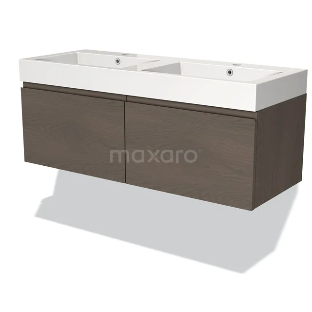 Modulo Vanity units with basin | 120 cm Dark brown oak Handle-less front Mineral marble 2 Side-by-side drawers BMW12-00807