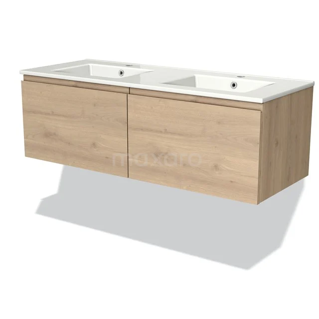 Modulo Vanity units with basin | 120 cm Light brown oak Handle-less front Ceramic 2 Side-by-side drawers BMW12-00862